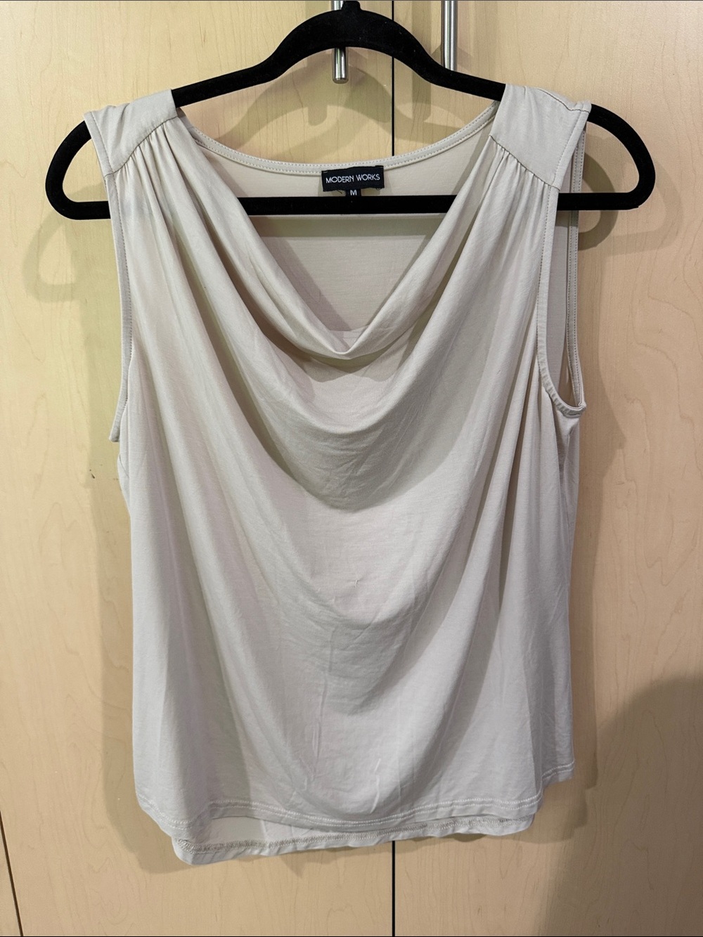 Modern Works Cream Draped Neck Sleeveless Camisole